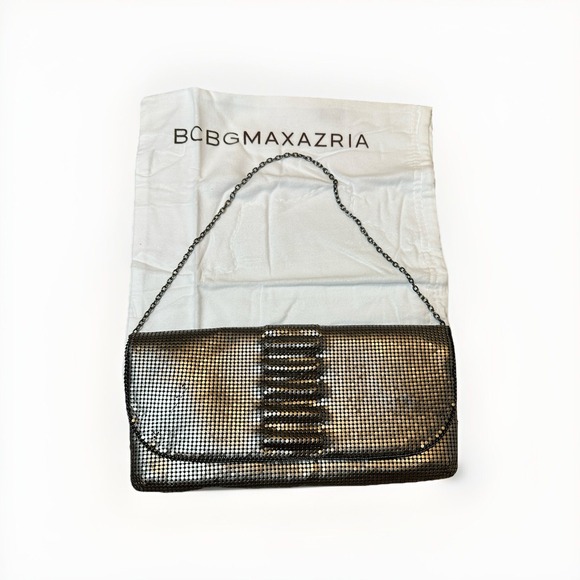 NWT‎ BCBG MaxAzria Mesh Clutch w/ Flap Color Gunmetal Size NS - Picture 1 of 7